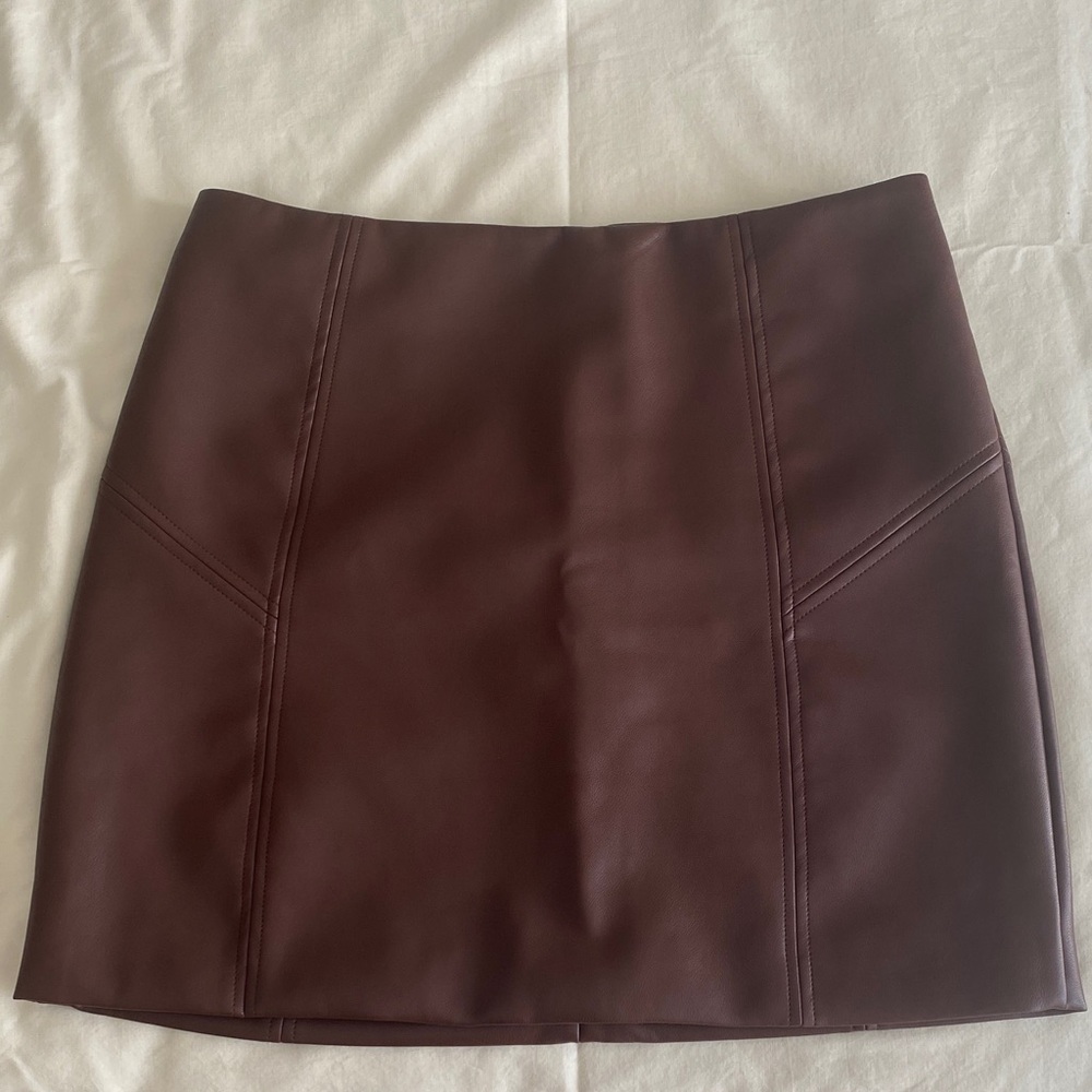 Brown faux Leather mini Skirt